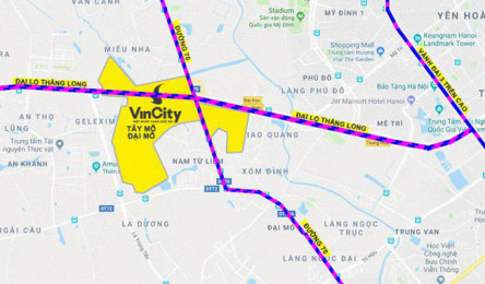 Soi vị trí chính xác đại đô thị VinCity Sportia của Tập đoàn Vingroup trên trục Đại lộ Thăng Long